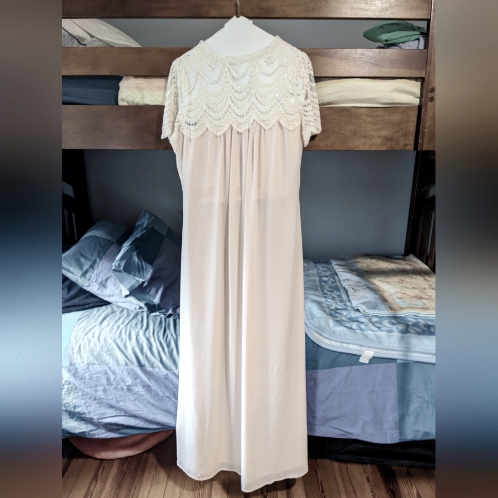 Blush dress with beautiful crocheted/beaded top